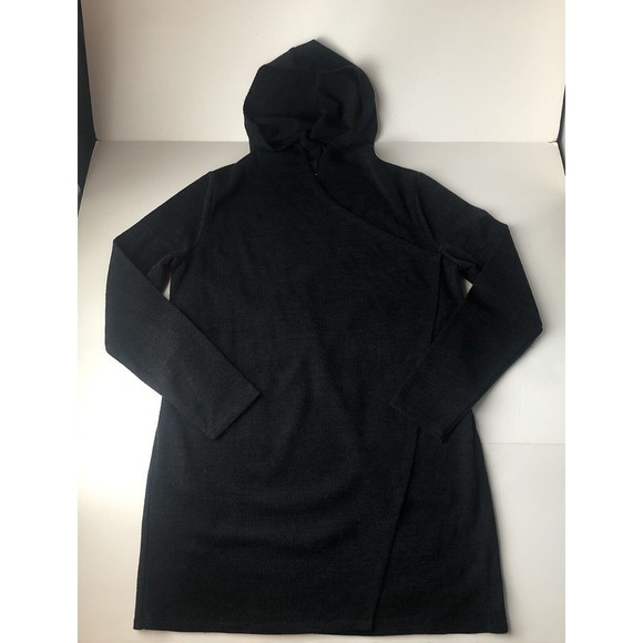 Doe & Rae Cardigan Black Waterfall Open Front Sweater W/pockets & Hood - Small - Picture 10 of 14